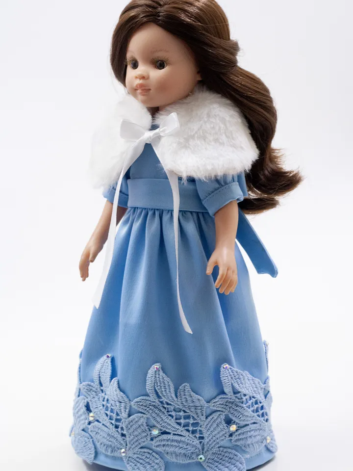 Paola Reina doll clothes, Long doll dress with lace for 13 inch doll, Exclusive clothes for dolls, Doll clothes, Dress