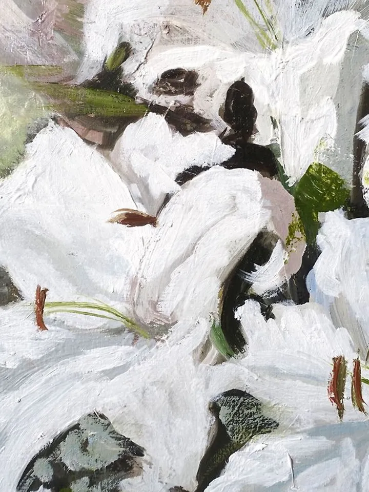 Lily Floral Art White Flower Original Art Lily Oil Painting