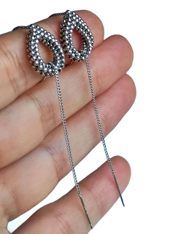 PDF tutorial - Beaded teardrop earrings with chain