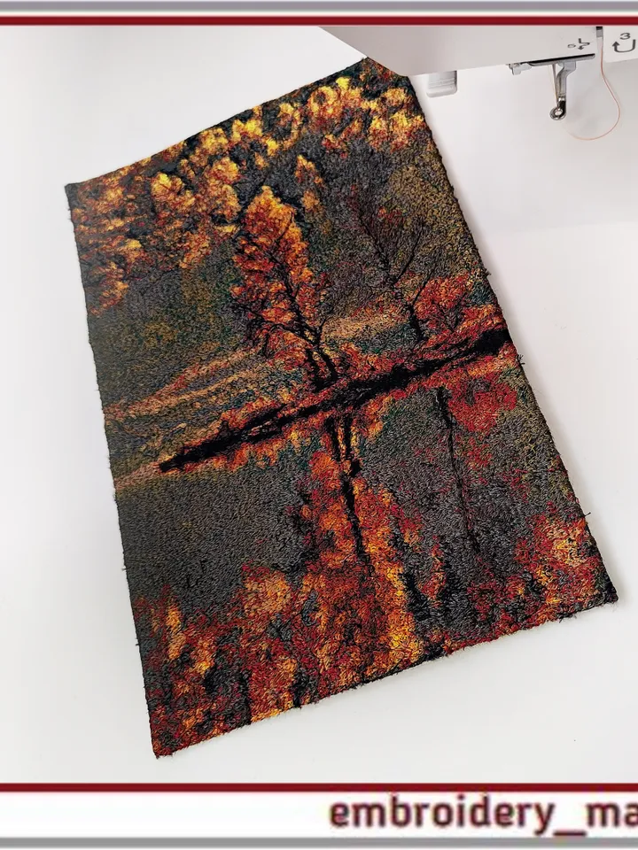 Machine embroidery design photo stitch Autumn Reflection by Embroidery Manavi 05