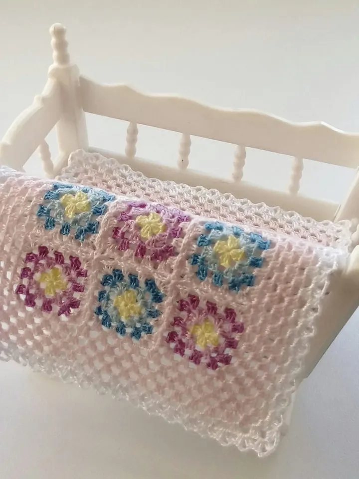 Miniature Blanket in Pink, Lilac and Blue