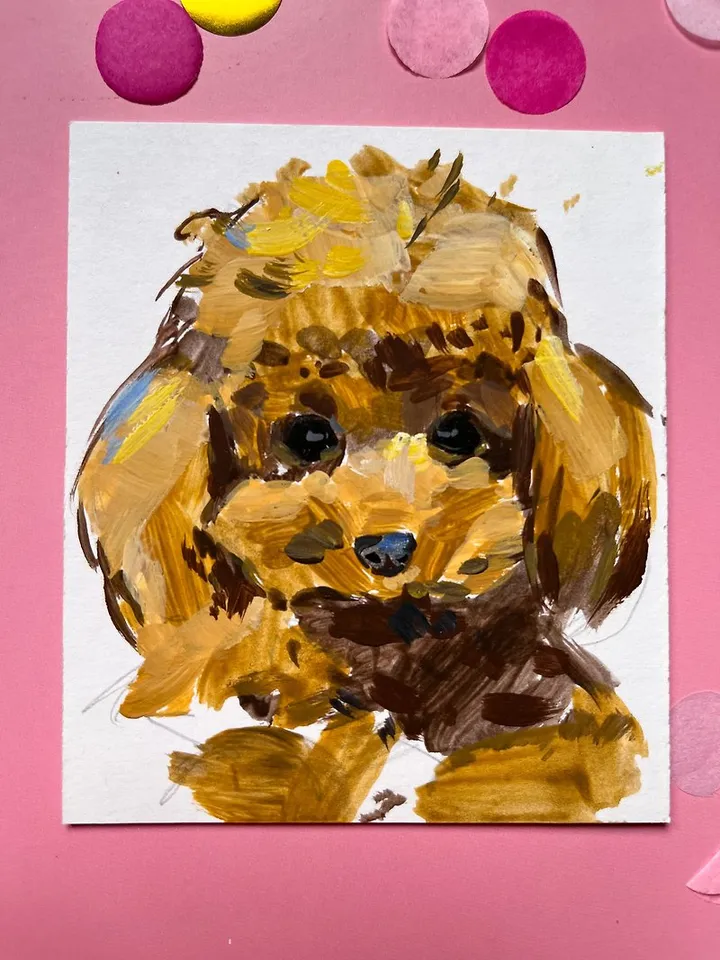 Poodle dog Painting Original Art Small Painting Animal Art