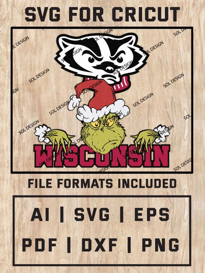 Grinch Wisconsin Badgers SVG, NCAA SVG Design, NCAA Wisconsin Badgers SVG, NCAA Wisconsin Cricut, Christmas Svg, Grinch svg, Digital Download