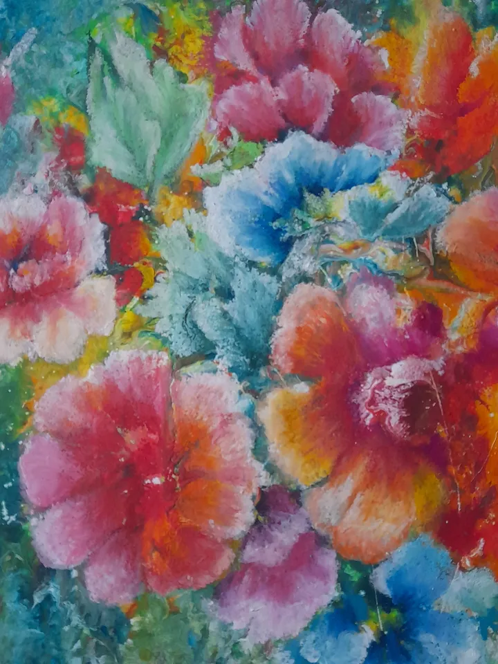 Oil Pastel Flowers Paintings Floral Heart