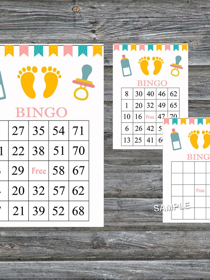Baby Feet bingo cards,Baby Feet bingo game,Baby Feet printable bingo cards,60 Bingo Cards,INSTANT DOWNLOAD--174