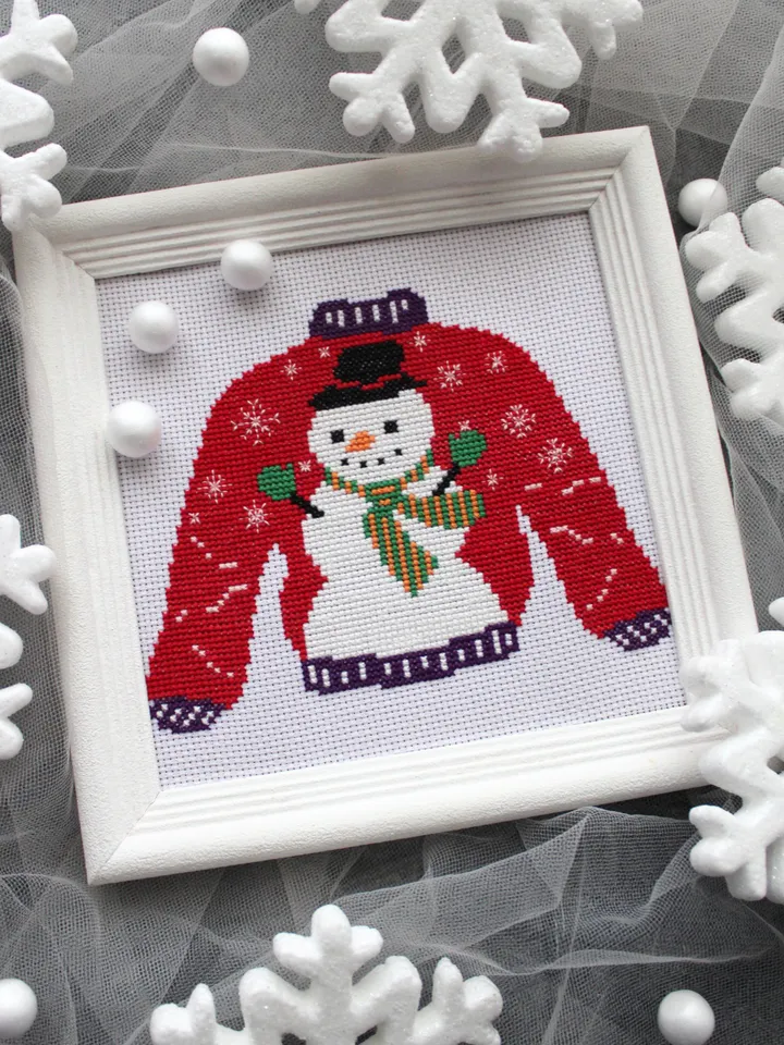Cross Stitch Pattern PDF - Snowman Christmas Sweater - Instant Download