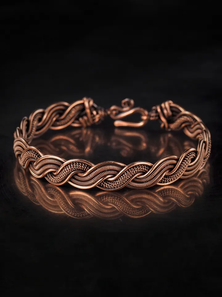 Woven copper wire bracelet Antique style handcrafted copper jewelry Unique gift