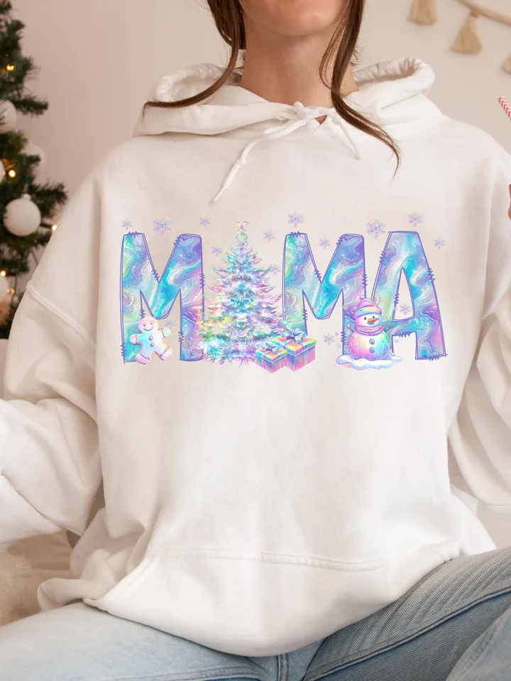 Iridescent Neon Christmas Mama Shirt Sublimation Christmas PNG Mama PNG Christmas Lights Sparkly PNG Neon Christmas png
