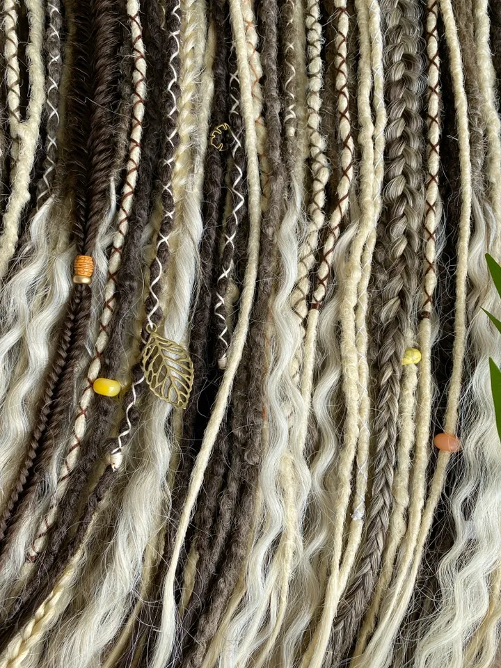 Brown and blonde boho style synthetic curly De dreadlocks and braids Ready to Ship