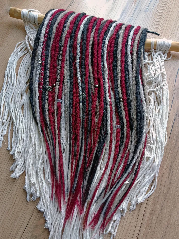 Viking dread extension Synthetic Crochet black burgundy gray dreadlocks Double Single ended dread Set Full Head Faux locs Witch hair