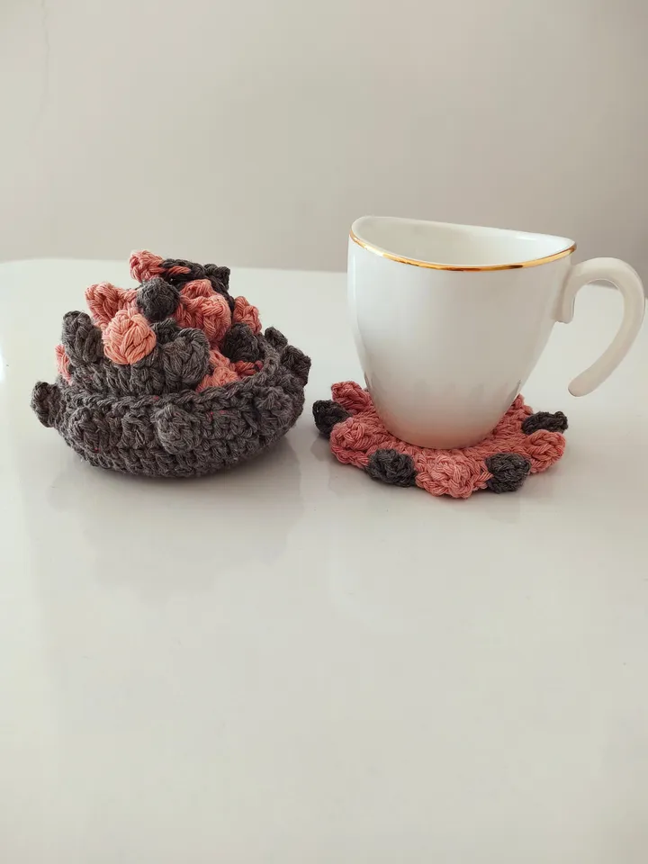 Coaster crochet pattern, flower coaster crochet, set coaster and basket crochet pattern instant download