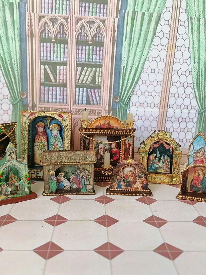 Set of Christmas nativity scenes. Handmade. Christmas nativity scene. Christmas. Gift for Christmas. Dollhouse miniature.1:12. Handmade.