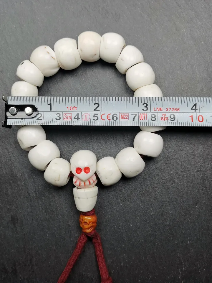Gandhanra Vintage Tibetan Conch Shell Wrist Mala | 16mm Shankha Shell Prayer Beads Bracelet for Meditation and Spiritual Practice