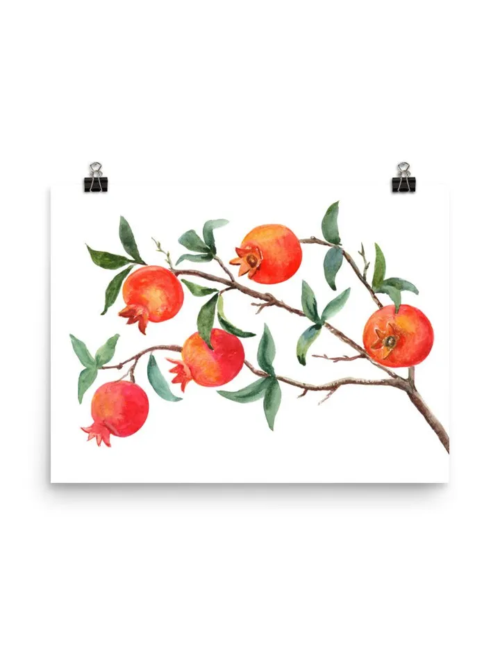 Pomegranate Tree Watercolor Painting Art Print ,Fruit Art Print ,Rustic Kitchen, Kitchen Artwork ,Botanical Print Tree Artwork,Red Art Print