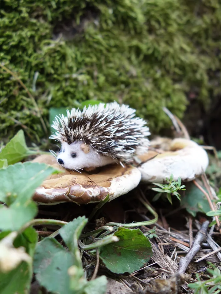 Button the hedgehog, miniature needle felted animal, made to order