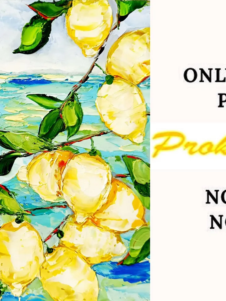 Lemon Painting Italy Seascape Original Art Impasto Oil Painting Signed painting Coastal Painting Amalfi Art Italy Painting ArtProkopaloSv