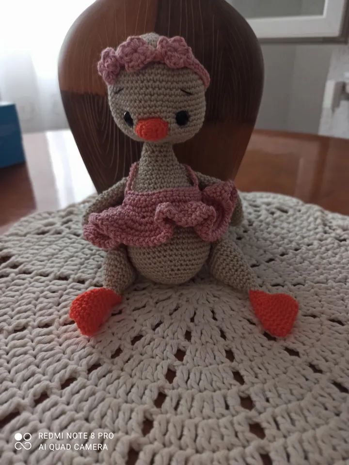 Crocheted Amelia duck doll