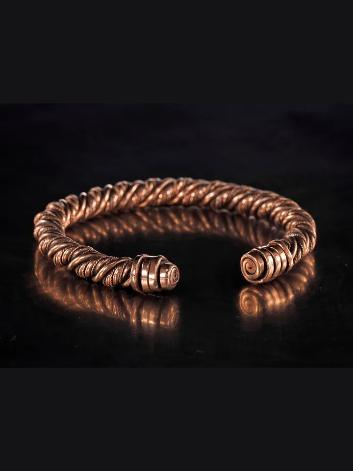 Woven copper wire cuff bracelet Antique style handcrafted copper jewelry