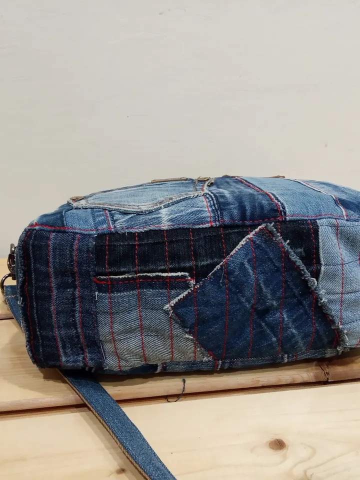 Cute denim crossbody handbag made of denim .Boston Handmade Shoulder Bag