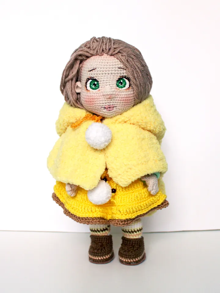 Doll crochet pattern PDF in English Amigurumi winter clothes doll DIY gift for baby girl