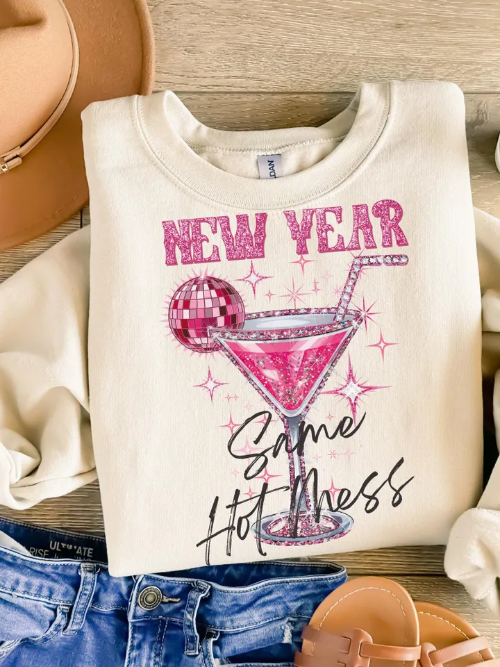 New Year Hot Mess PNG, Funny Drinking Martini png, Alcohol New Year Party png, Adult Humor Png, New Year Sarcastic Shirt, Disco Ball png
