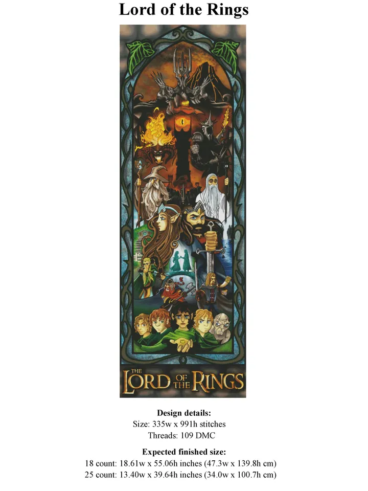 Lord Of The Rings Cross Stitch Pattern / Hobbit Cross Stitch Pattern / Lord Of The Rings Stained Glass / Printable PDF