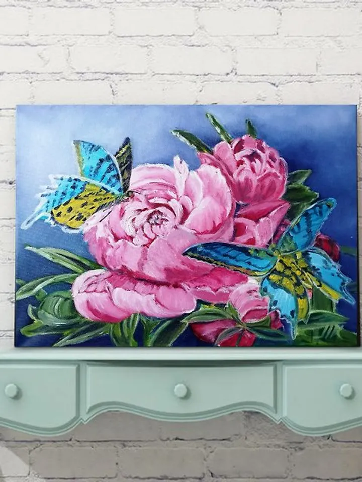 Original oil painting on canvas Flower still life
