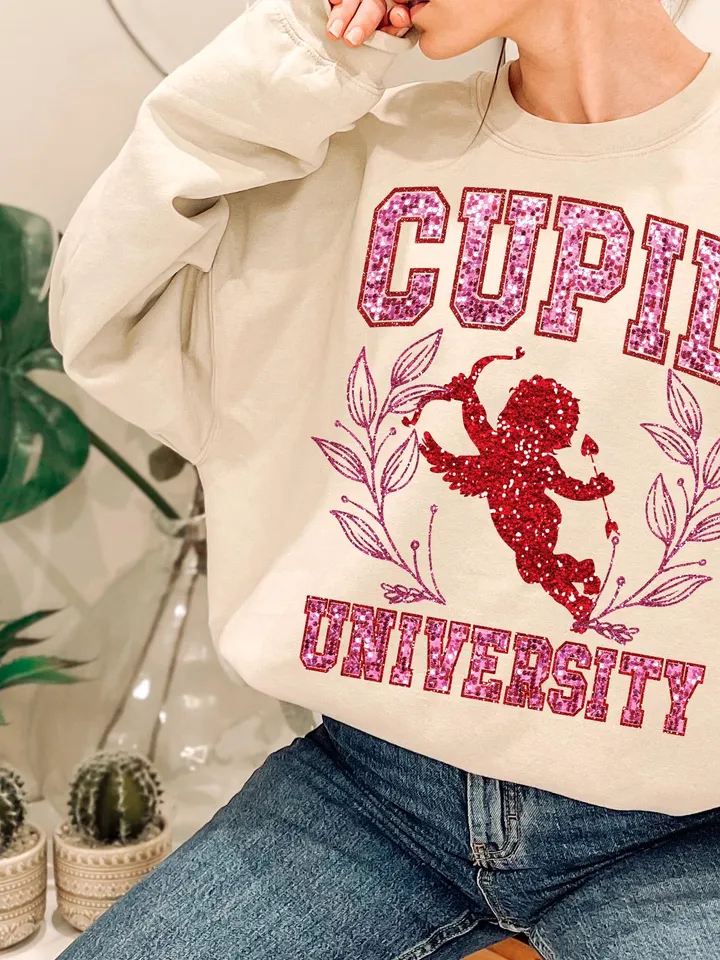 Coquette Cupid png, Coquett Cupid University, Faux Sequin Png Cupid University PNG, Valentine PNG, Valentines Day T Shirt Design, Love