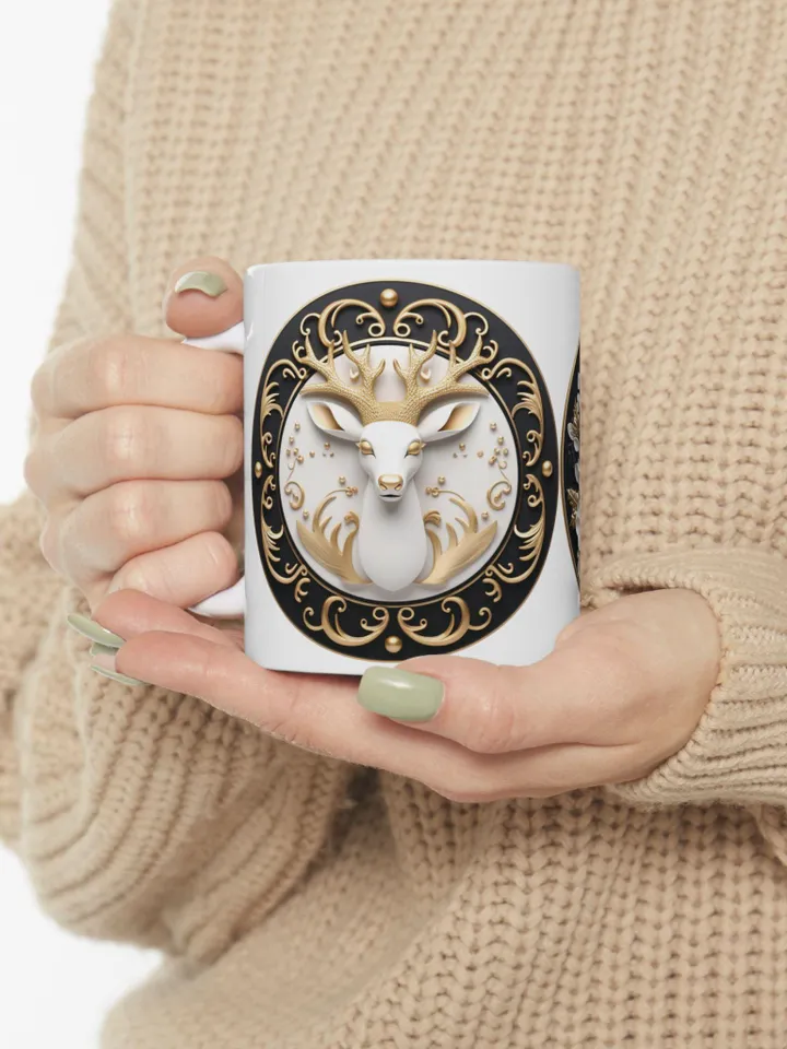 Elegant Floral and Deer Design Ceramic Mug - Perfect Gift for Nature Lovers | Coffee Lovers | Housewarming | Birthdays