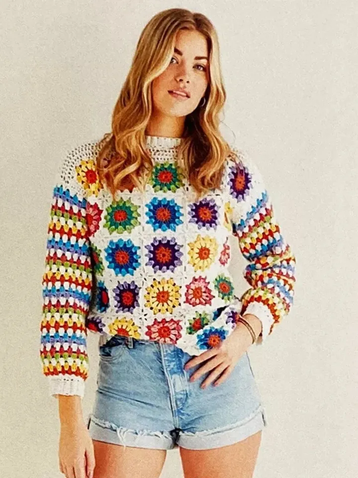Sweater pattern, granny squares sweater crochet pattern instant download pdf