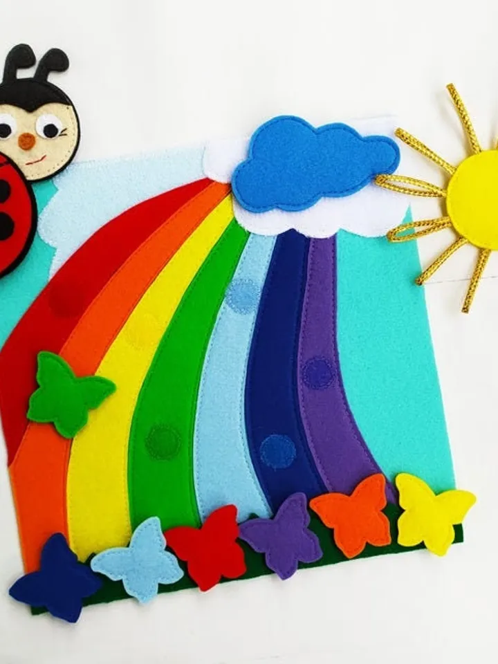 Rainbow Quiet book pattern PDF, Color felt busy book template, Montessori book pdf, diy quiet book sewing pattern for toddler