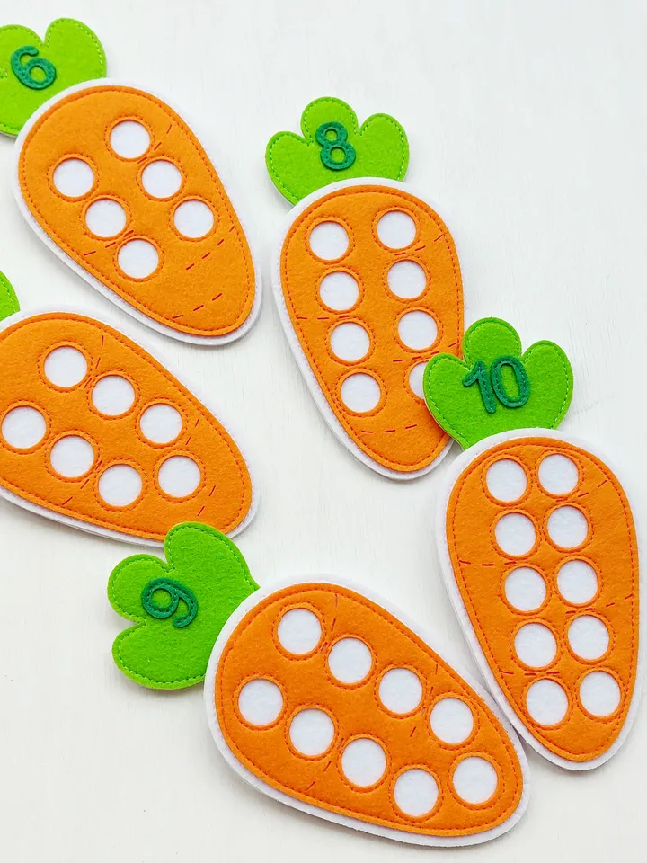 Felt didactic aid "Carrot counting"