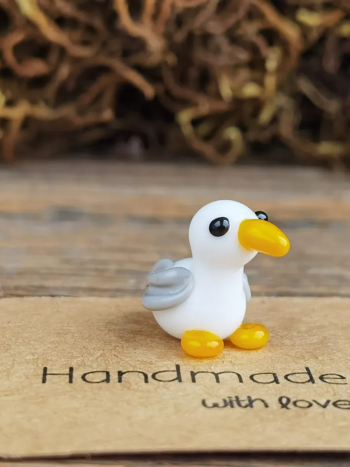 Glass figurines SEAGULL bird figurine Glass seagull figurine Tiny seagull Miniature seagull Tiny glass animals Glass birds