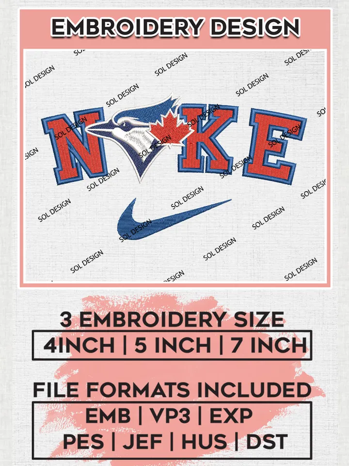 Nik.e Toronto Blue Jays Team Logo Embroidery Design, MLB Team Embroidery files, Toronto Blue Jays Baseball Team, MLB Jays Team, Digital Download