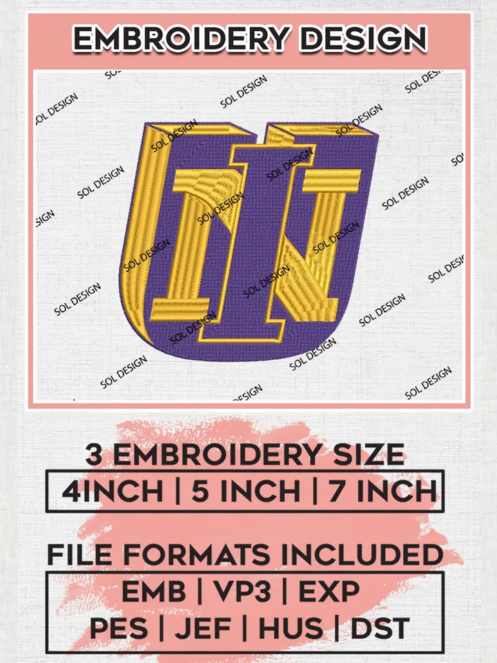 UNI COllege Football Team Logo embroidery designs, NCAA Northern Iowa Panthers Logo Machine embroidery files, NCAA Team Logo embroidery designs, NCAA Game Day Machine embroidery designs, Digital Download