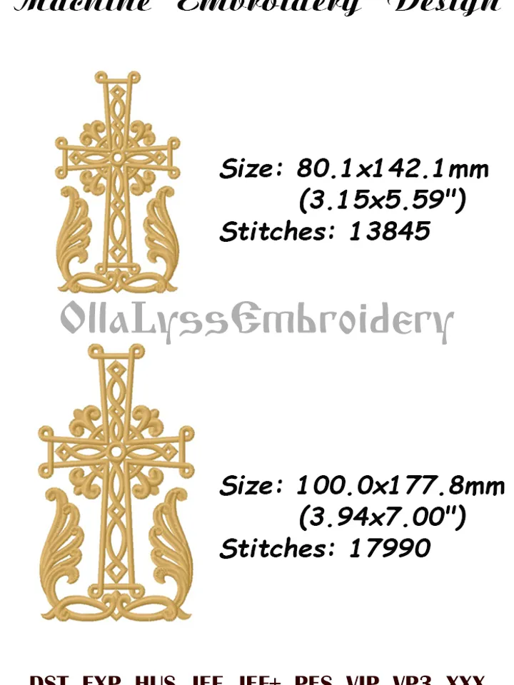Scrollwork Cross embroidery design