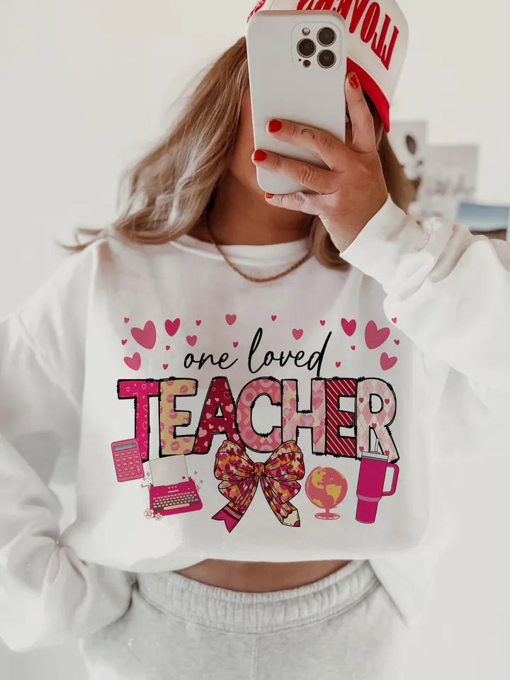 Teacher Valentine Png, Loved Teacher Png, Valentine's Day Teacher Png, Teacher Coquette Bow Png, Valentine Teacher Png, Retro Teacher Png