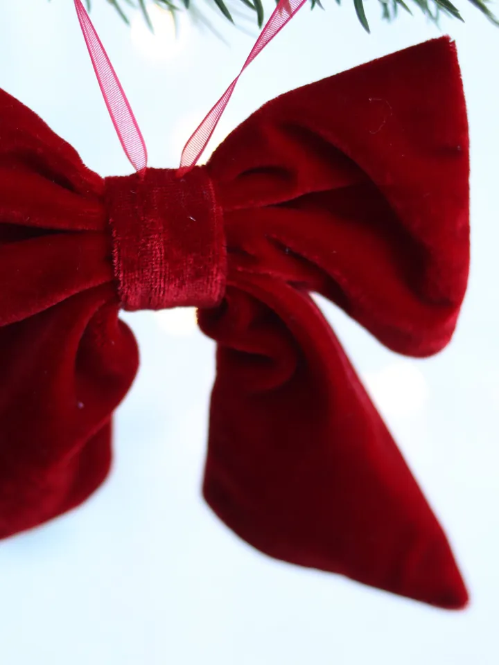 Christmas velvet tree bow decor Xmas bows decoration pink, burgundy, cranberry red