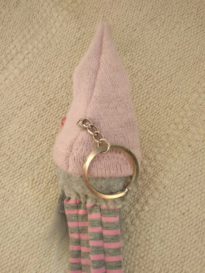 Pink and grey Gnome charm with your name