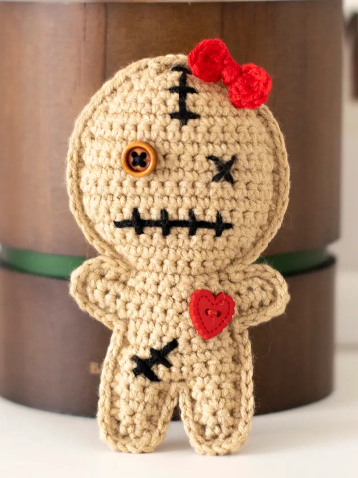 Stuffed Voodoo Doll Halloween spooky decoration, creepy cute toy, doll with heart, miniature handmade monsters