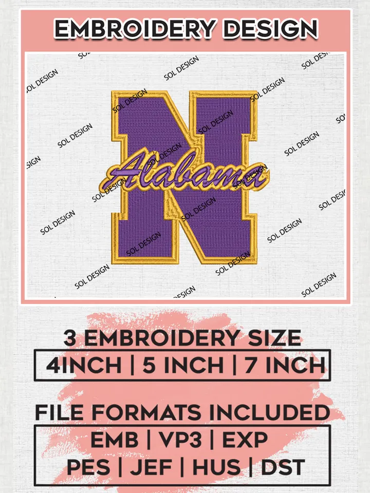 North Alabama NCAA Team Word Logo embroidery designs, NCAA North Alabama Lions Logo Machine embroidery files, NCAA Team Logo embroidery designs, NCAA Game Day Machine embroidery designs, Digital Download