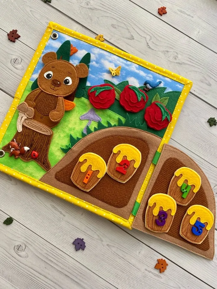 Forest Animals Quiet book Pattern PDF, Felt book pattern, Soft sensory book template, Quiet book sewing ideas for kids 2, 3, 4 year old