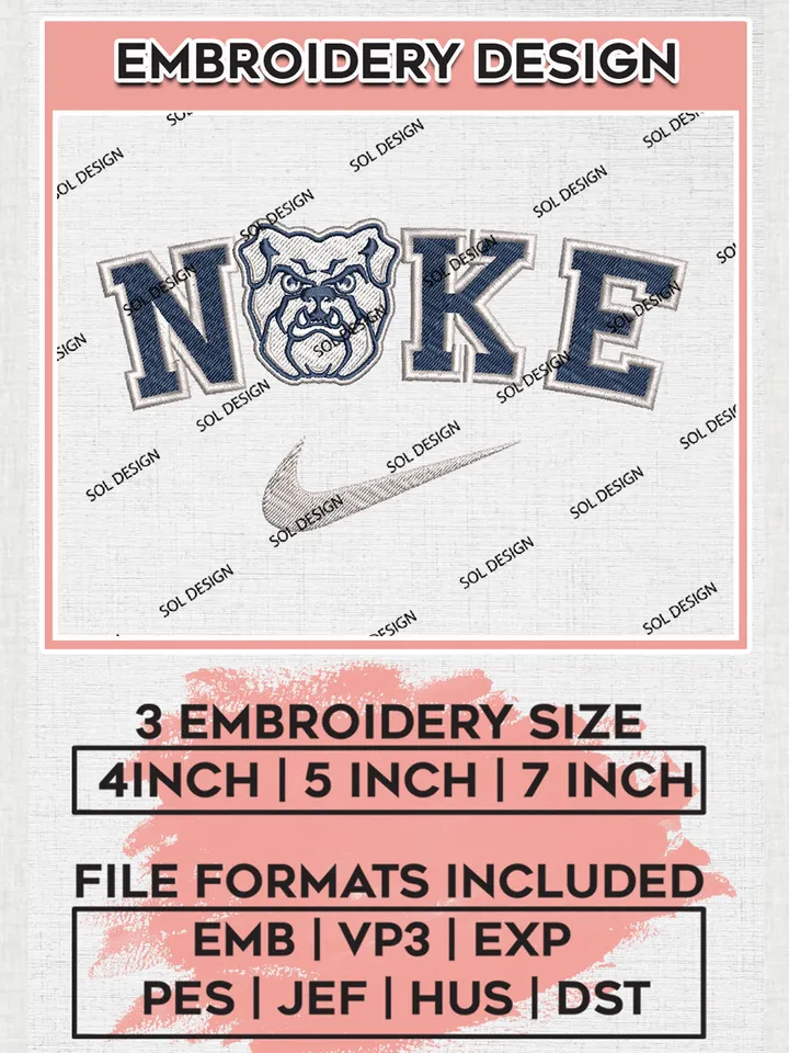 Nike Butler Bulldogs Machine Embroidery Design, NCAA Butler Bulldogs Embroidery Design Design files, NCAA Embroidery Designs, NCAA Machine Embroidery Designs, Digital Download