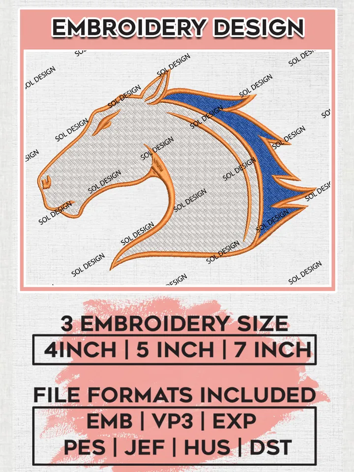 NCAA UT Arlington Mavericks Football Team Head Mascot Logo Embroidery Design Files, NCAA UT Arlington Mavericks Machine Embroidery, NCAA Teams, Game Day, 3 sizes, NCAA Machine embroidery designs, Digital Download