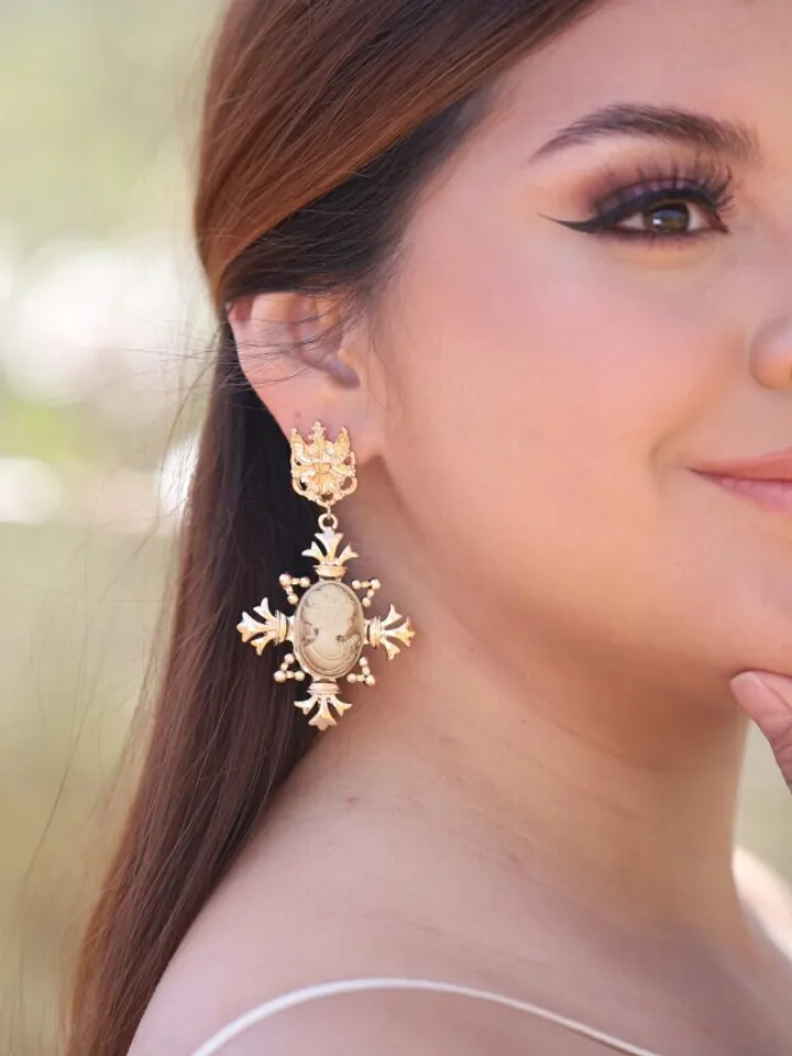Boho Wedding Earrings, Cross Baroque Bridal Earrings, Chandelier Statement Wedding Earrings, Statement Wedding Jewelry, Jewellery, Gift