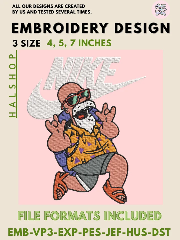 Kame Roshi x Nike Machine Embroidery Design – Dragon Ball Cartoon Digital Embroidery File 🐢