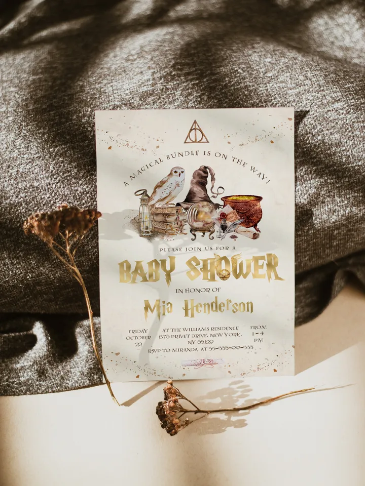 DIY Wizarding World Baby Shower iNVITATION; Magic School Baby Shower Template; School of Wizard Baby Shower invitation template; wh1
