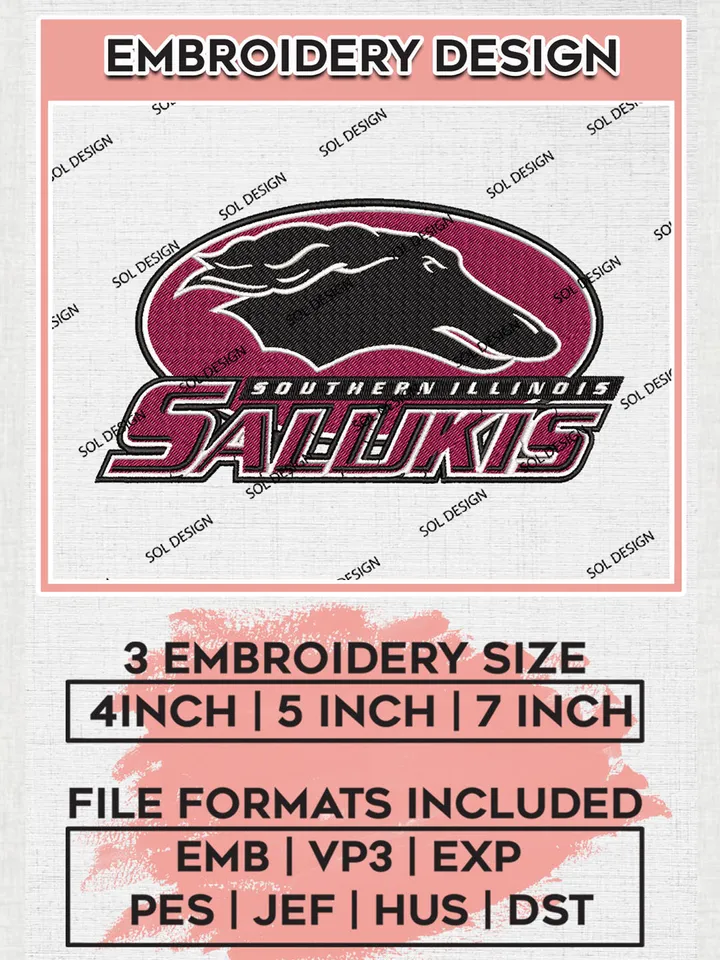 Southern Illinois Salukis Football Team Logo embroidery designs, NCAA Southern Illinois Salukis Logo Machine embroidery files, NCAA Team Logo embroidery designs, NCAA Game Day Machine embroidery designs, Digital Download