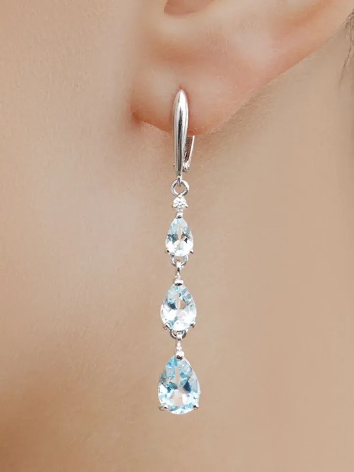 Earrings Silver 925 with topaz and cubic zirconia