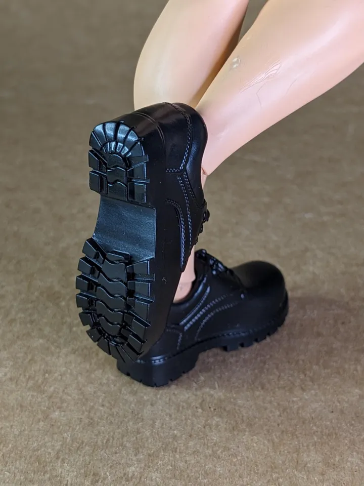 Classic black hiking low boots for 1/6 scale male dolls